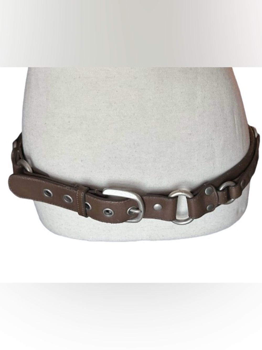 Brown Leather ANN TAYLOR LOFT Belt Silver Boho Equestrian Horse Western Country